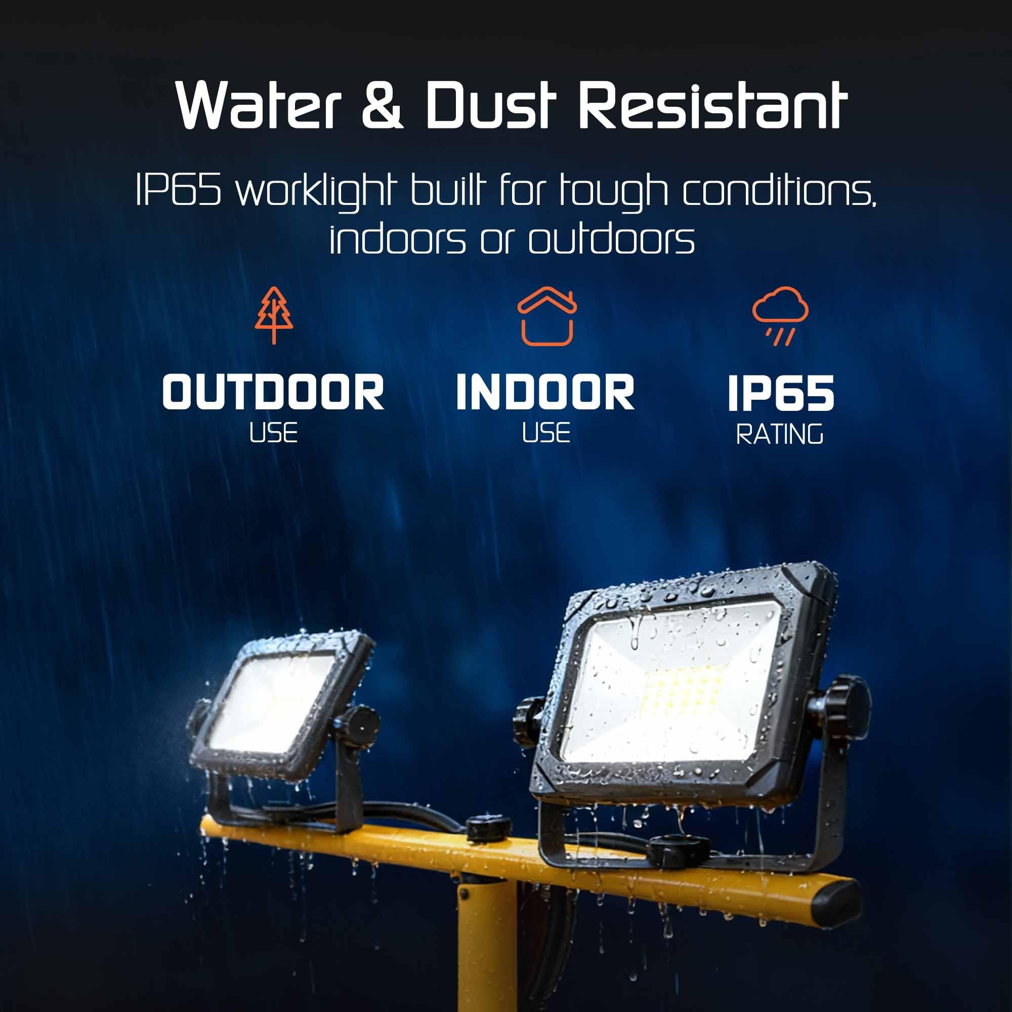 Ledvion - Faro LED su Treppiede 2x20W, 4000 Lumen, 6500K Luce Giorno, Impermeabile IP65, Lampada da Lavoro Doppia Regolabile per Interni ed Esterni, Lampada da Cantiere, Orientabile, Portatile