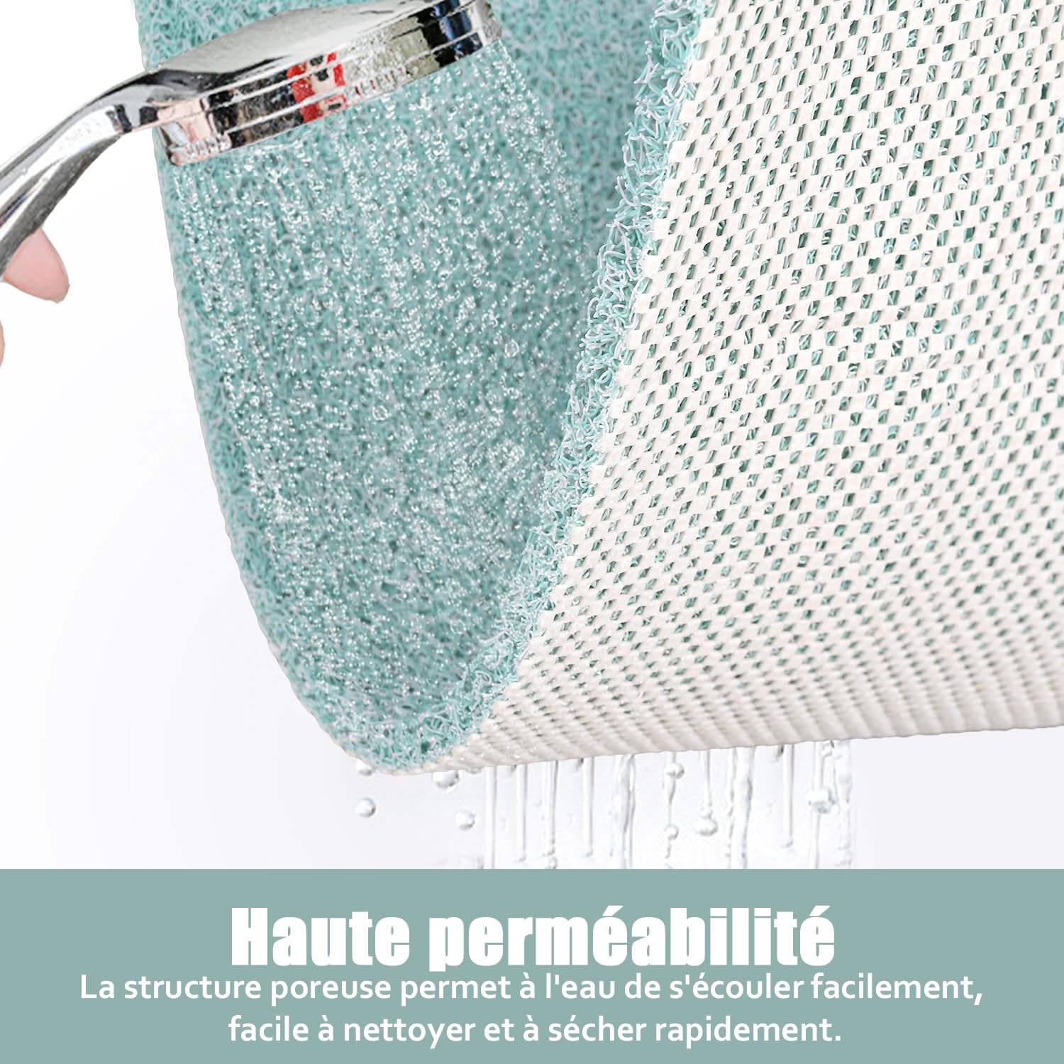 Tapis de douche 40 x 100 cm Tapis de bain de sécurité doux avec trous de drainage