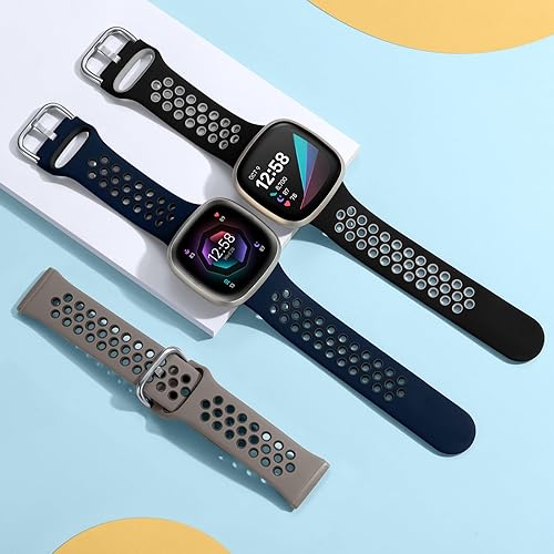 Miniatura 7 de Getino Compatible con Fitbit Sense 2Sense BandsVersa 4Versa 3 bandas para mujeres y hombres, accesorios únicos de silicona impermeable, correa