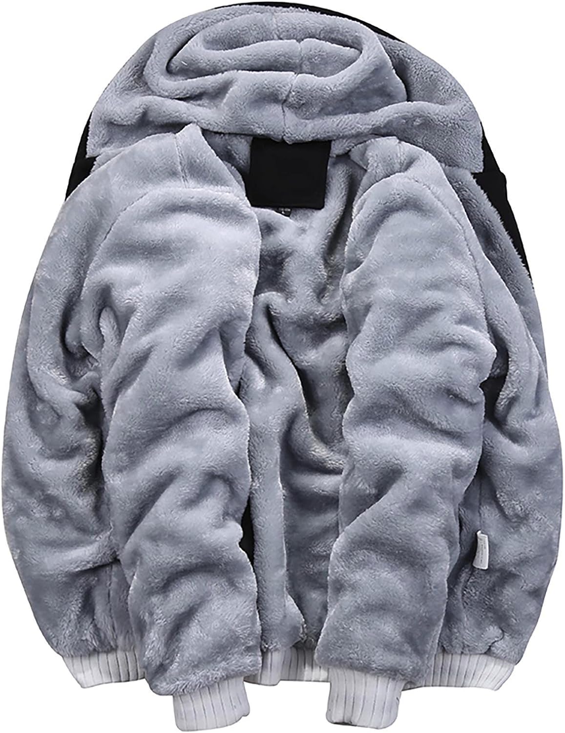 Men Hoodie Sherpa Lined Full Zip Thermal Jacket Hooded Color Block Winter Y2K Sweatshirt With Pocket Fleece Thick Coat