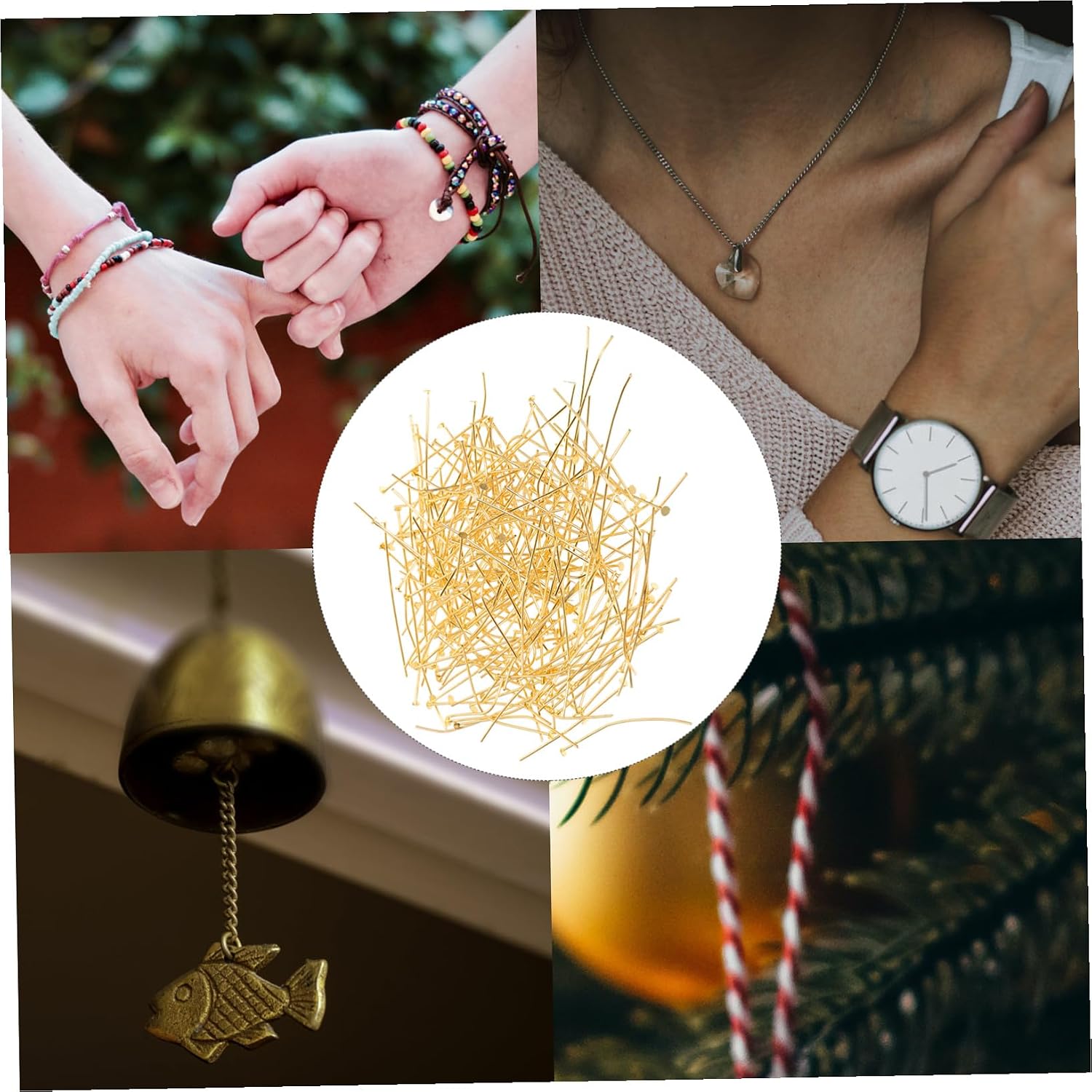 400pcs Gold Flat Head Pins for Jewelry Making Metal Pins DIY Beading Accessories for Earrings Bracelets and Necklaces Craft Supplies