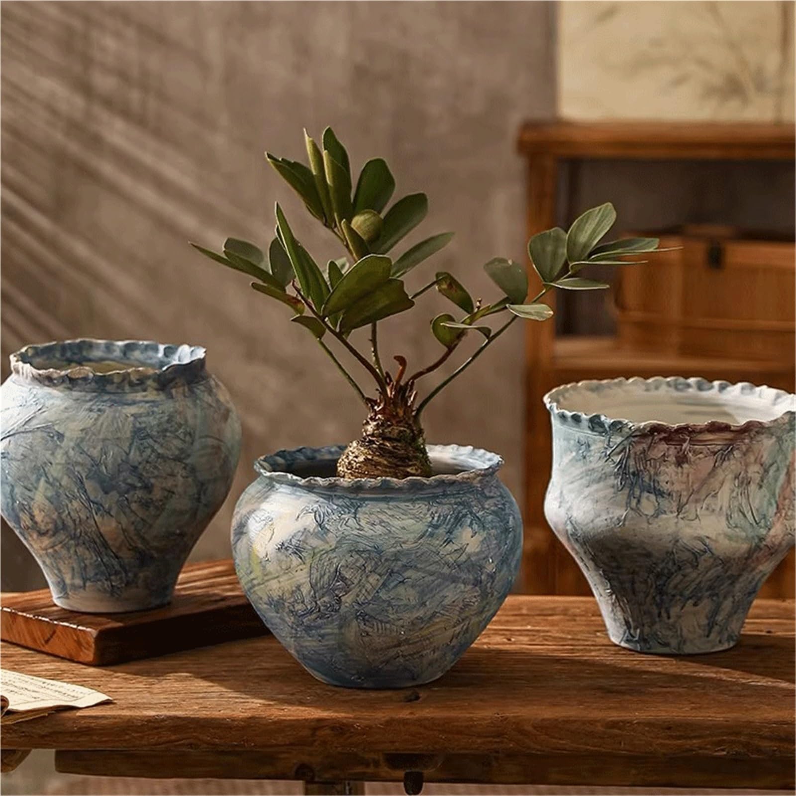 Doniczki zewnętrzne Donice ceramiczne w stylu vintage: rustykalne wazony i dekoracje stołu antycznym o luksusowym wyglądzie Doniczki