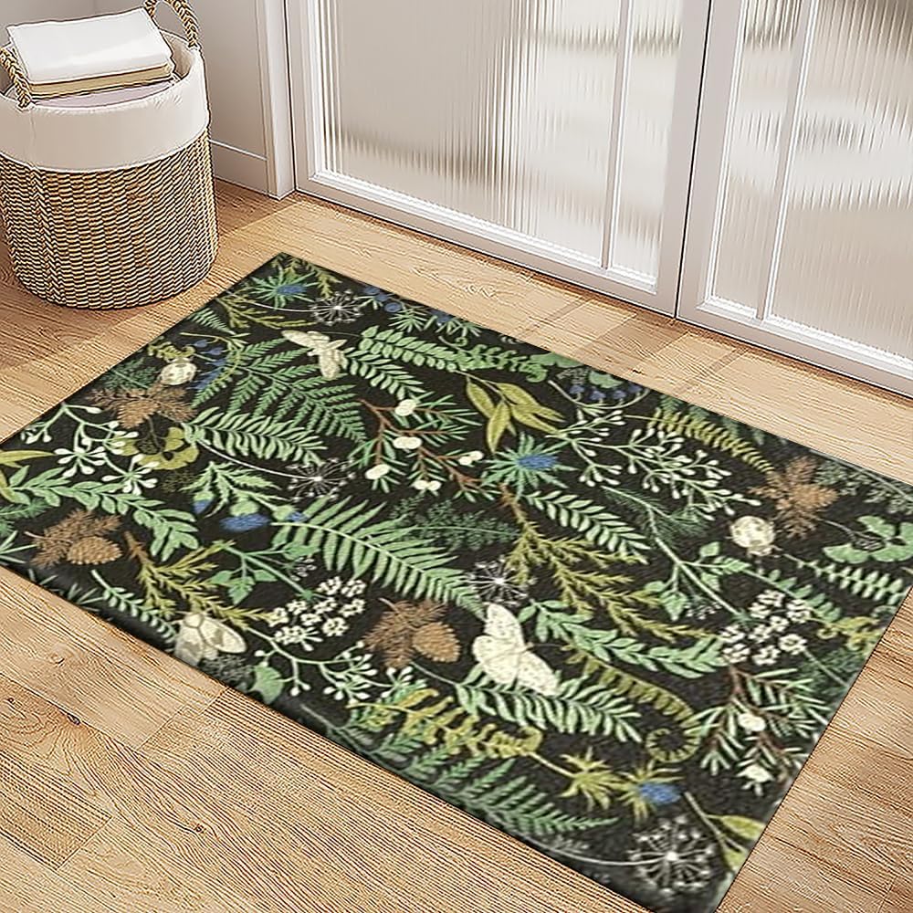 Luna Moth Rug,Mystic Butterfly Rug,Moonlit Floral Decor,Boho Living Room Rug Floral Home Decor,Garden Rug,Gothic Floral Decor Floral Area Rug Dark Academia Rug Cottagecore Rug 23.6"x35.4"