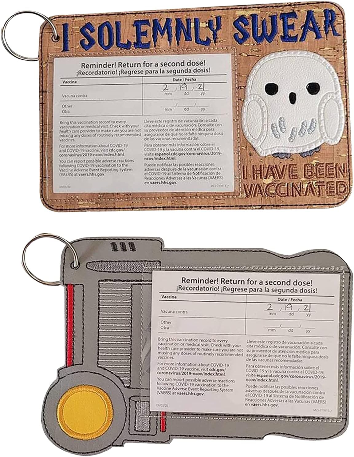 Cute Vaccine Card Protector 2Pcs Waterproof Reagent Card Protective Cover Cartoon Vinyl Card Holder Leather Sleeve with Transparent Window for All Standard Size 4x3 Card