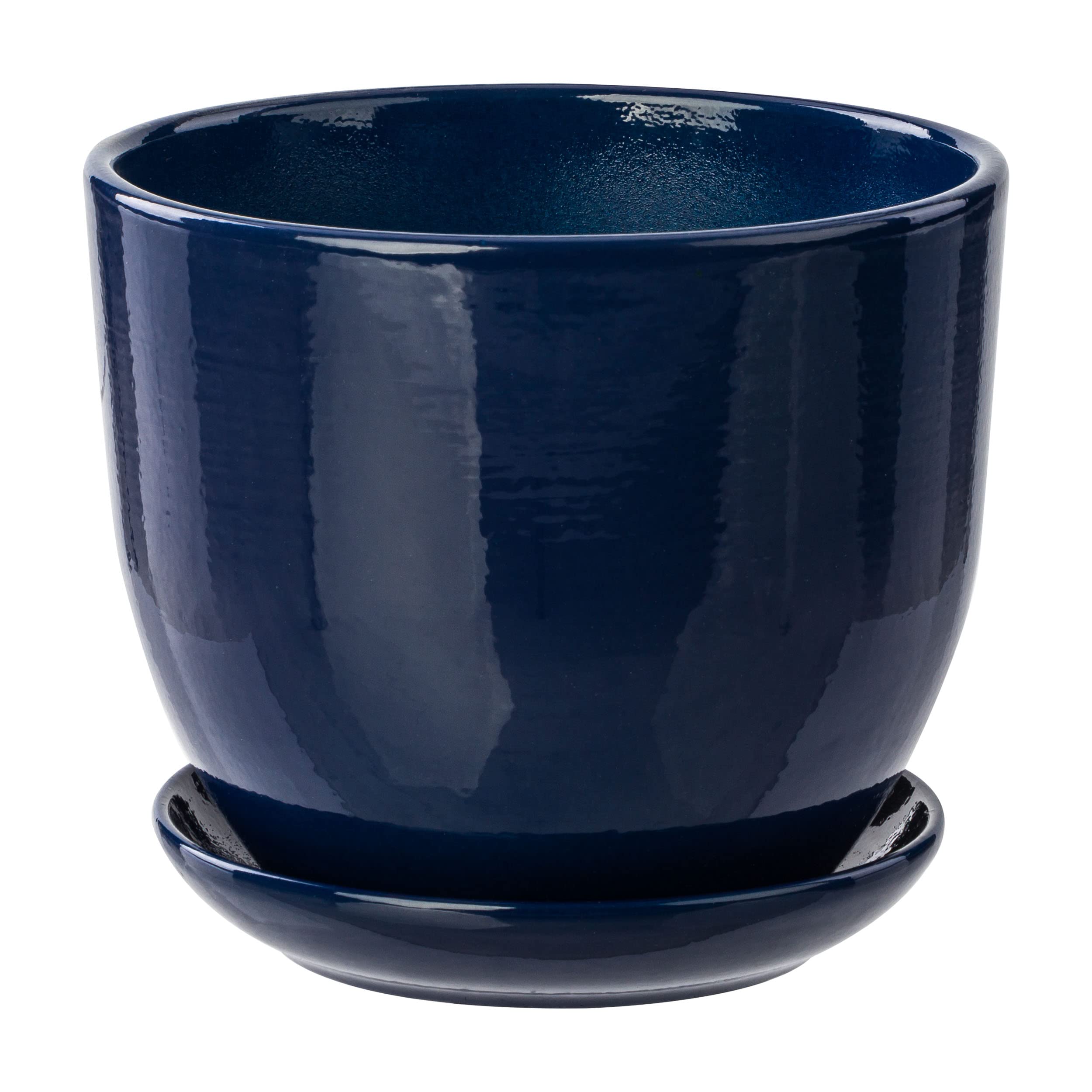 botle Keramiktopf Pflanztopf Blumenchale Übertopf Pflanzkübel handbemalt D 250 mm Navy blau Keramik inkl. Untersetzer Wasserablaufloch