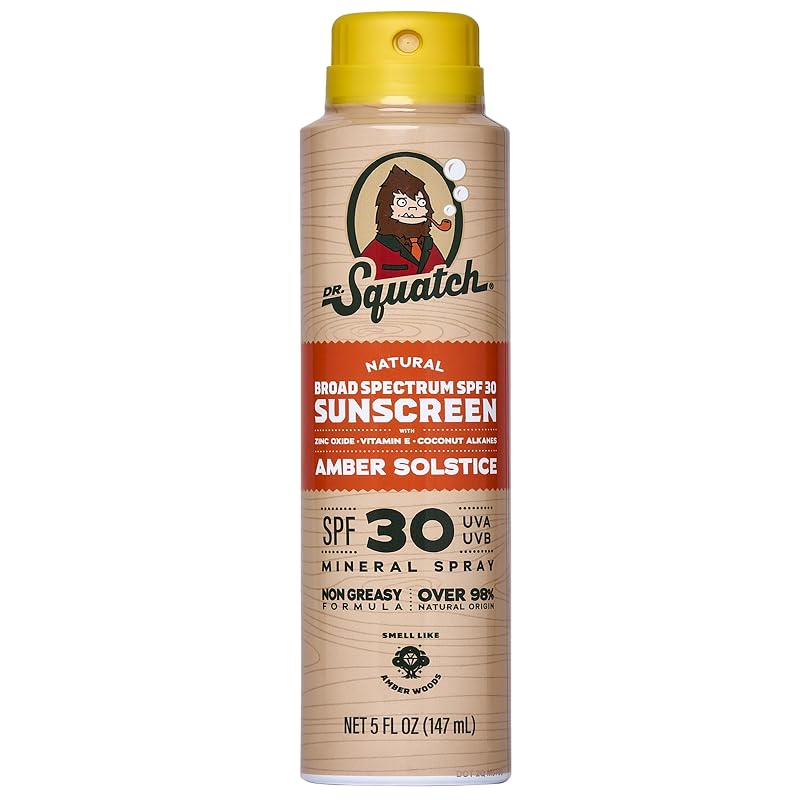 Protetor solar corporal em spray Dr. Squatch para homens, SPF 30, rosto e corpo, 150 mL