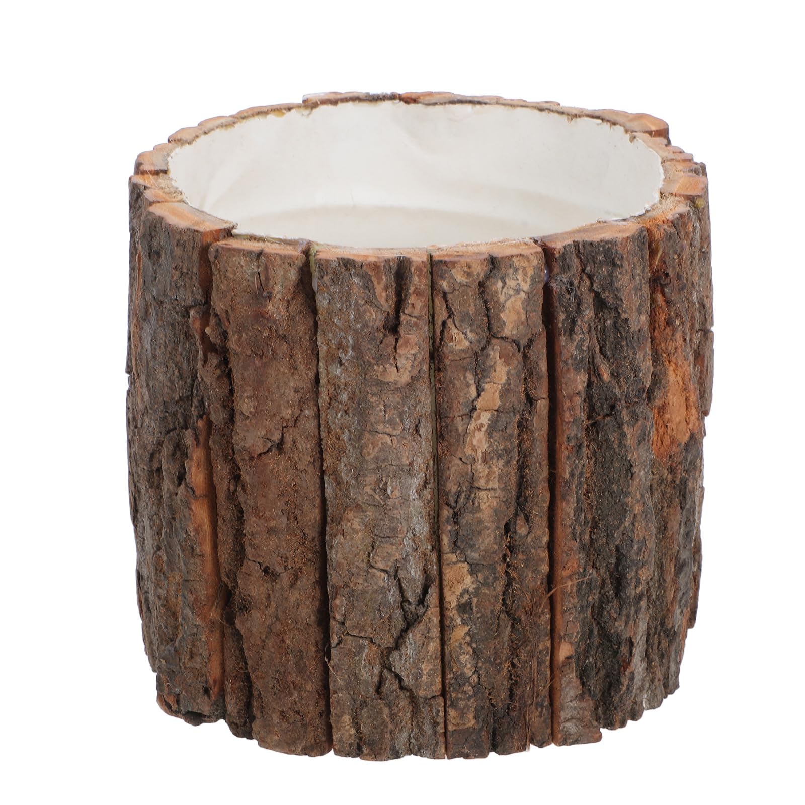 SHERCHPRY Rustic Wooden Flower Pot Tree Stump Plant Stand Garden Plinths Pedestals Wooden Bark Planter for Decorative Displays and Home Decor Versatile Wood Plant Pot