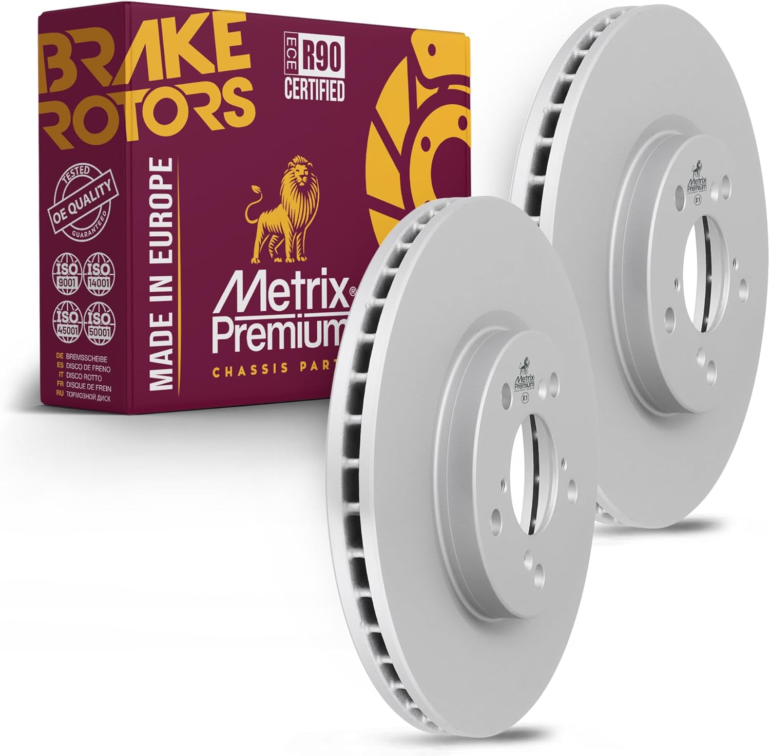 Metrix Premium Chassis Parts - 12.6 inch (320 mm) 2 PC Front Coated Vented Disc Brake Rotor Kit Fits 2006-2014 Honda Ridgeline, Replacement 980353FZN, Made in Europe