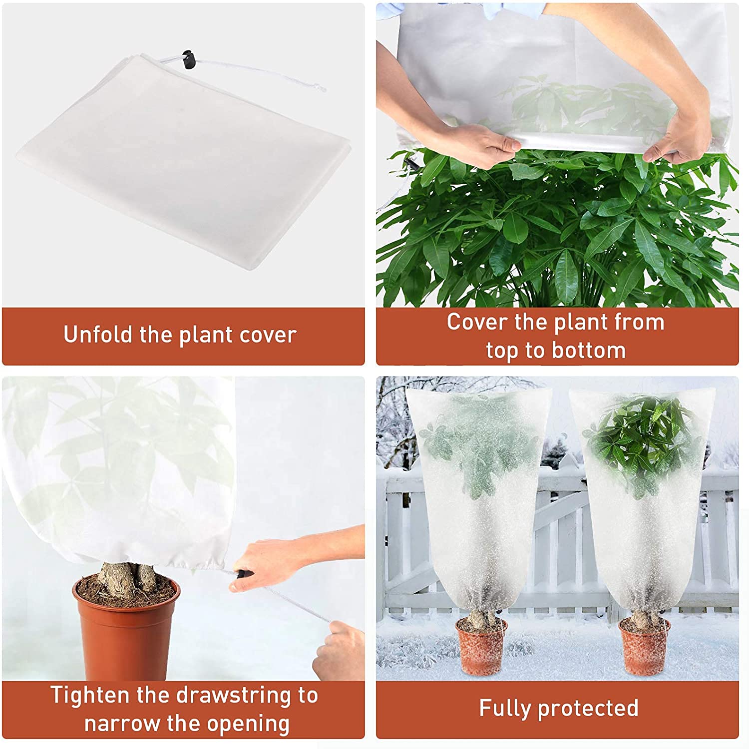 Namvo 2 Pezzi Fodera Protettiva Per Piante 100x150 Cm Con Coulisse - Antigelo Riutilizzabile Per Orto E Giardino - 2