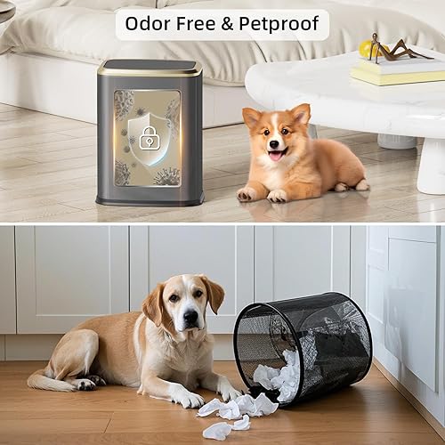 Miniatura 10 de Cubo de basura de baño pequeño de 8L2.1 galones con tapa, cubo de basura rectangular con tapa abatible, cubo de basura de acero inoxidable para el