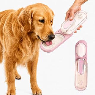Dog Water Bottle Portable, 11.8 oz(350 ml) | Leak-Proof, BPA-Free, Lightweight, Foldable for Hiking, Walking, Car Rides, Pink