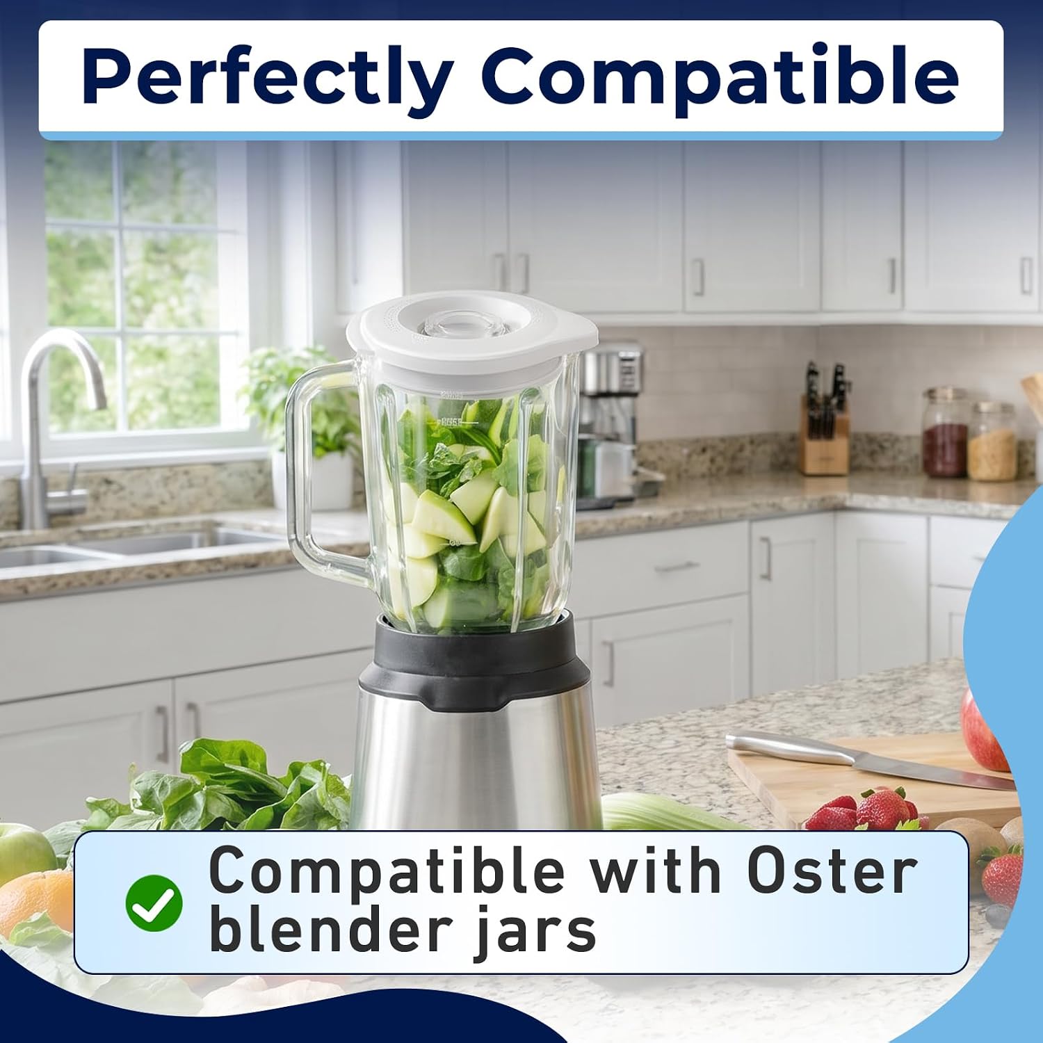 2Pcs 124462-000-805 Blender Lid Replacement, Blender Jar Lid Compatible with Oster that Measure 5 1/2 In at the Top, Replace for 110404-000-805
