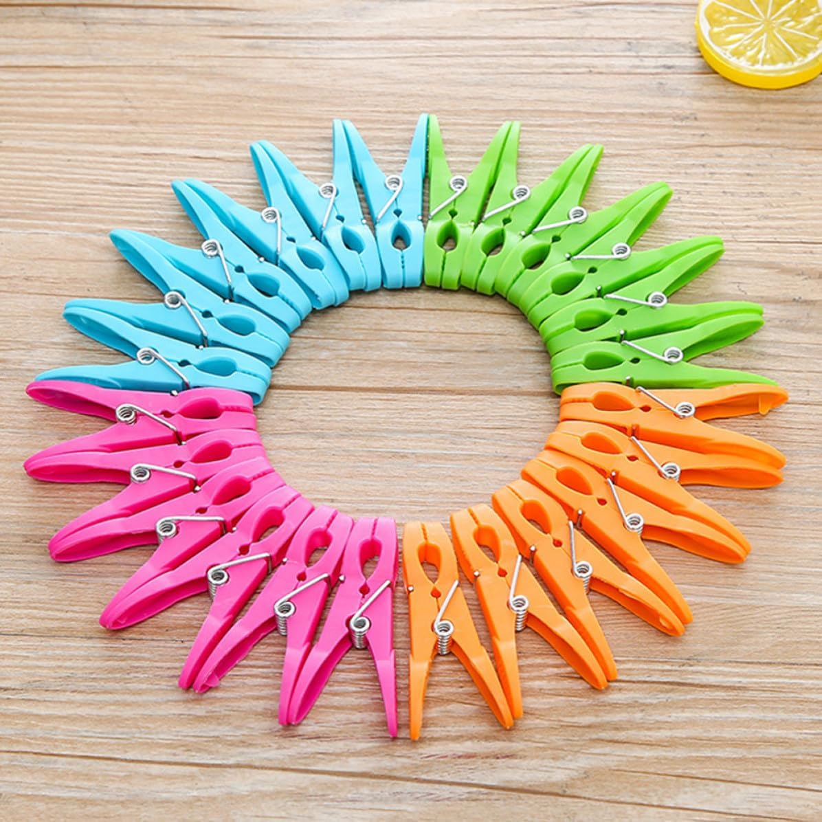 Luxshiny 96pcs Plastic Clothes Clips with Strong No-Slip Flat Teeth Sturdy Laundry Clothespins for Outdoor and Hotel Use Multipurpose Clothes Drying Clips Random Color