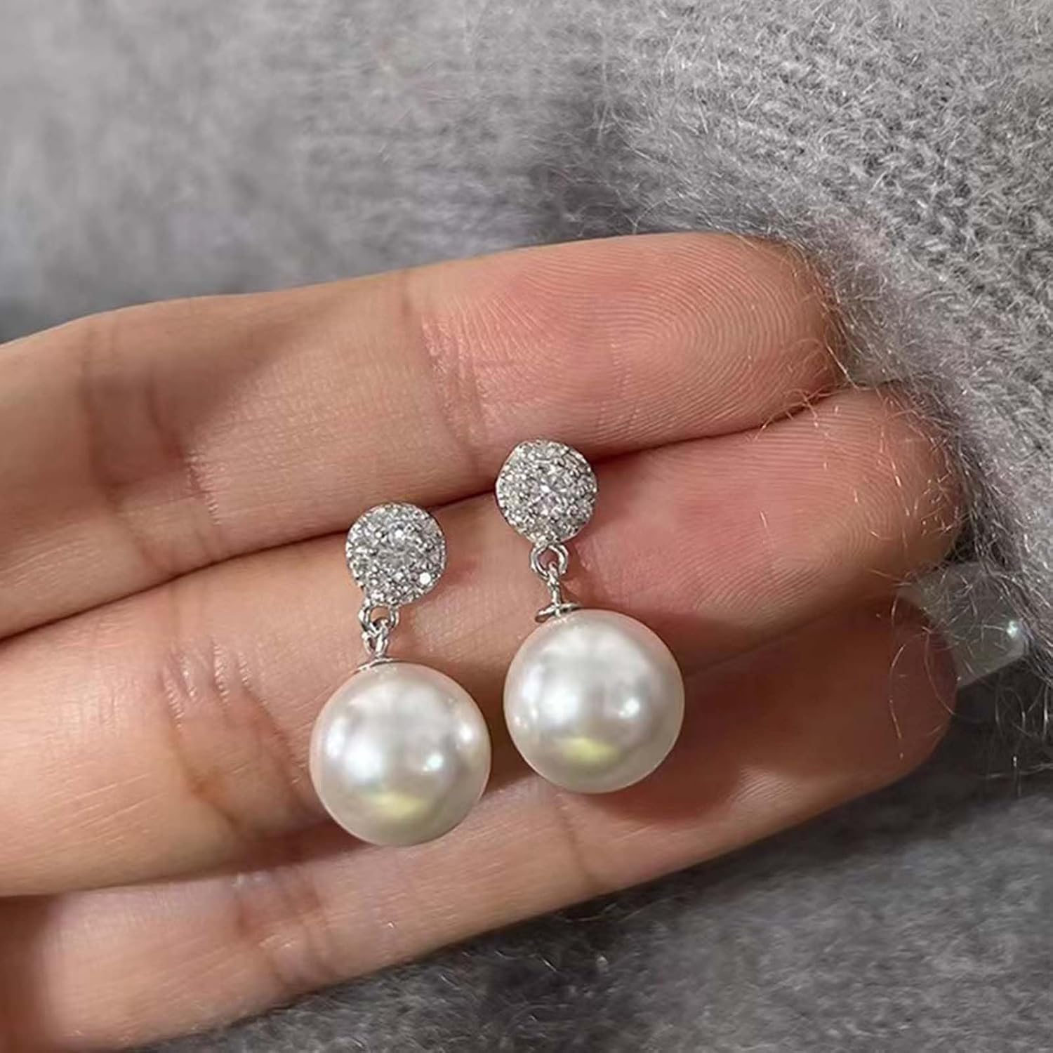 Vintage Pearl Dangle Earrings Pearl Drop Earrings Dot Crystal Stud Earrings Gold Pearl Bead Earrings Pearl Wedding Earrings Jewelry for Women and Girls - Image 3