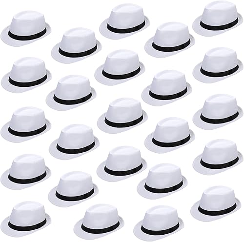Paquete de 24 sombreros Fedora de los años 20 a granel para hombres, sombreros de ala corta para el sol Panamá para mujeres, disfraz de fiesta,