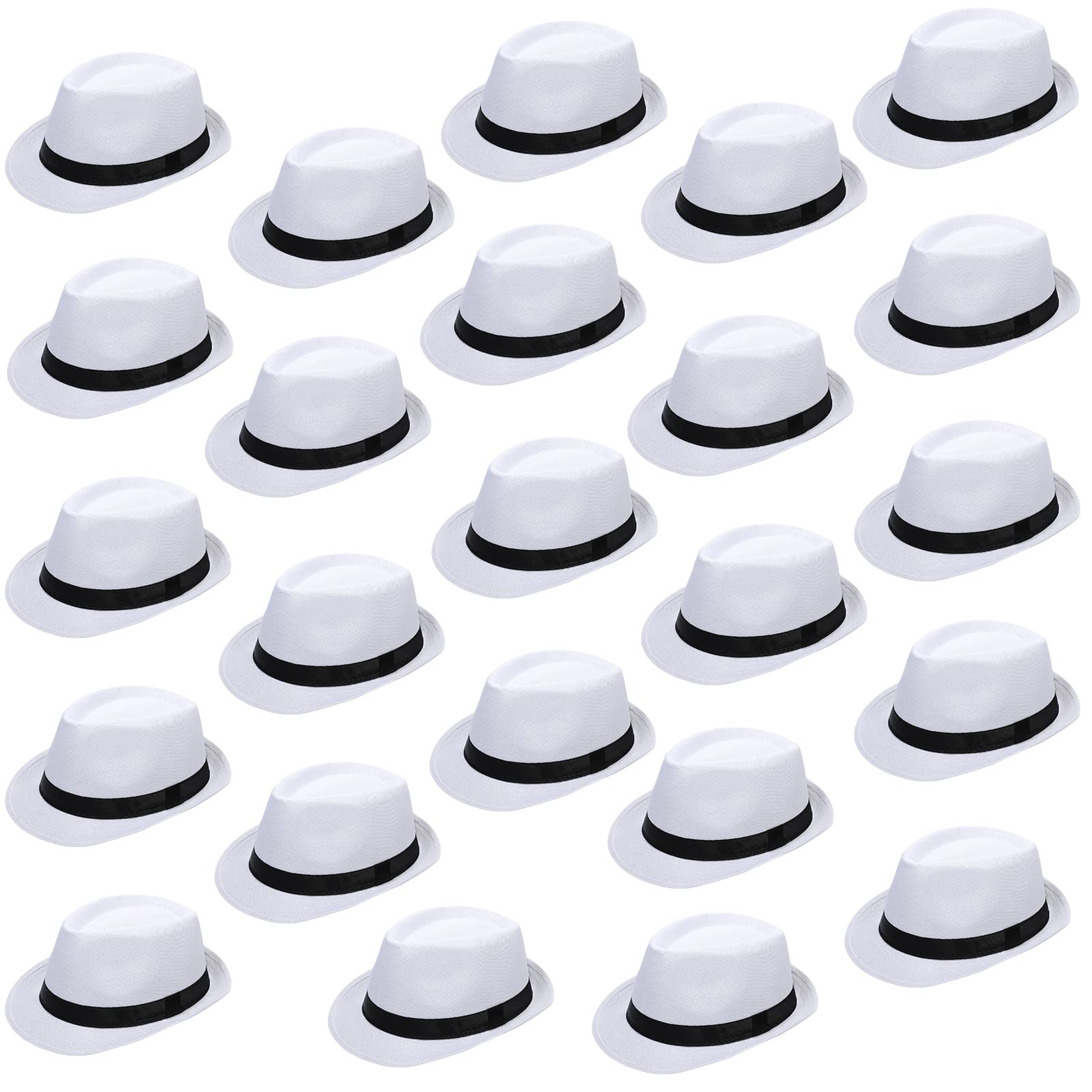 Lasnten24 Pcs Fedora Style Hat Bulk Men 1920s Gangster Short