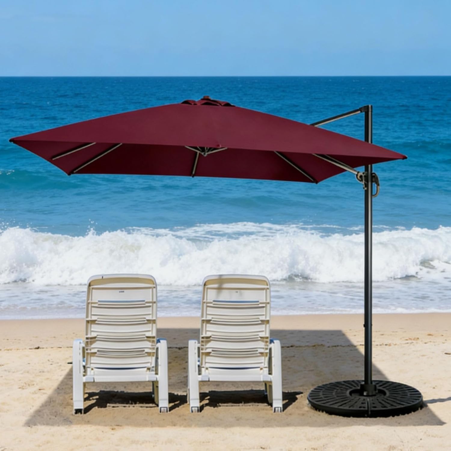 Freischwingender versetzter Regenschirm-Ersatzdach, 2,4 x 2,4 m, 3,4 x 3,4 m, quadratisch, wasserdicht, UV- und lichtbeständig, für 8 Rippen, Outdoor-Hofmarkt-Regenschirm, robuster Stoff, Rahmen nicht