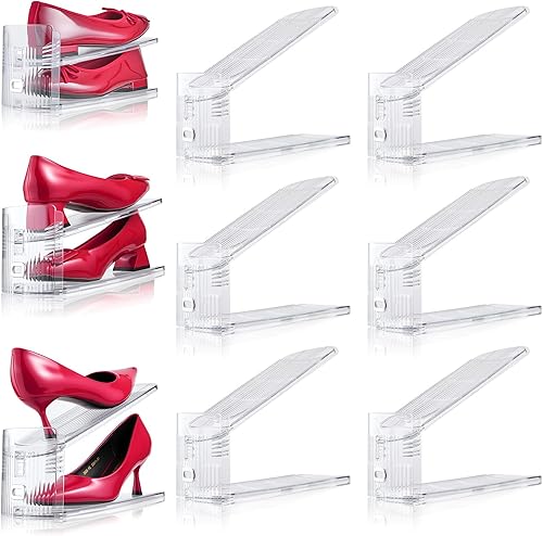 Miniatura 12 de Organizador de ranuras para zapatos para armario, paquete de 12 organizadores apiladores de zapatos, ahorradores de espacio de almacenamiento