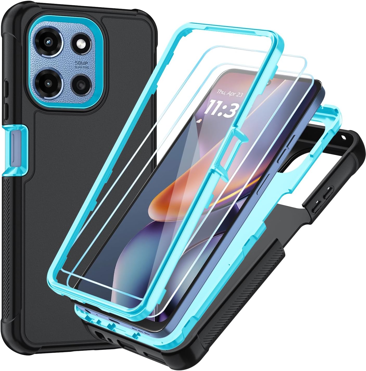 for Moto G 5G 2026 Case/Moto G Play 2026 Case with HD Screen Protector, Military-Grade Drop, Shockproof Phone Cover for Moto G 5G 2025(Black/Black)