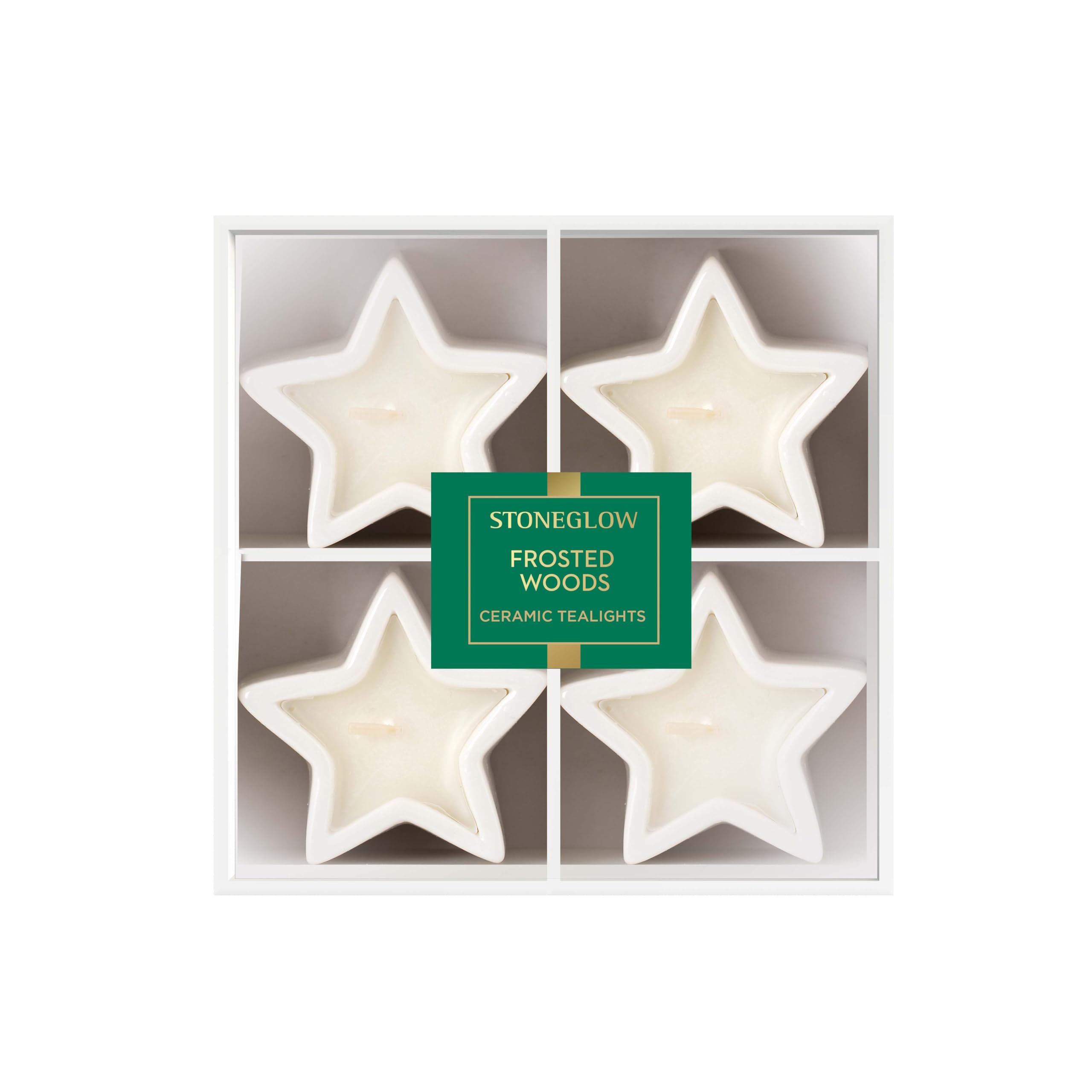 Stoneglow Green Seasonal Collection - Frosted Woods - Pear, Patchouli & Musk Ceramic Scented Star Tealights