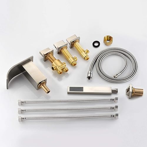 Vista 15 de Grifo de bañera romana en cascada, color negro mate, relleno de bañera con ducha de mano, alto flujo, SUMERAIN Mate negro