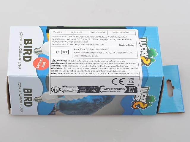Foto 6 de 6 de LUCKY HERP Lámpara UVB 2.4% para Pájaros, Bombilla Compacta de 20W, Casquillo E27 para Loros, Periquitos
