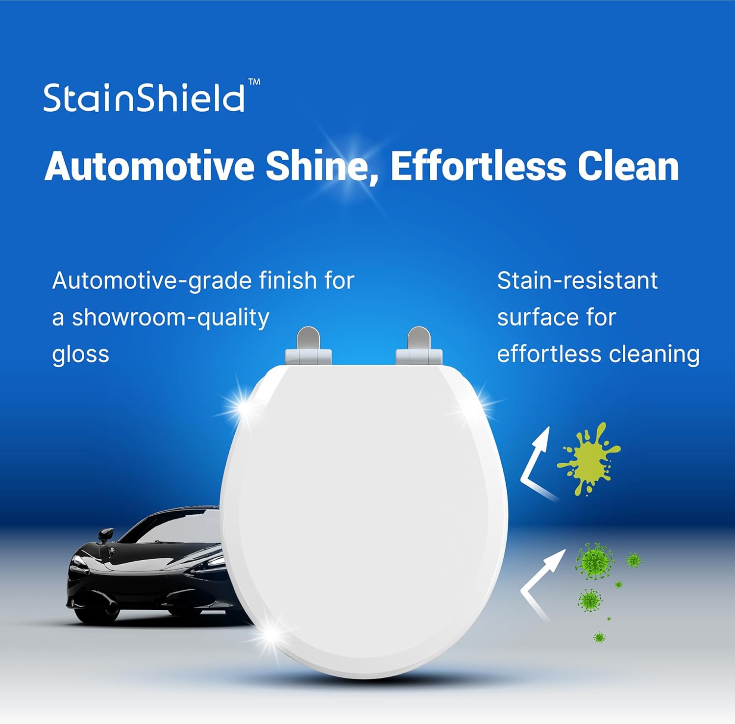 Pro Wood Toilet Seat Round, White, Magnetic Quick-Release Easy-Clean and Change, HushMotion Slow Close, StainShield High-Gloss Finish, Arch-Tite Never Loosens, Adjustable Fit, Secure Grip