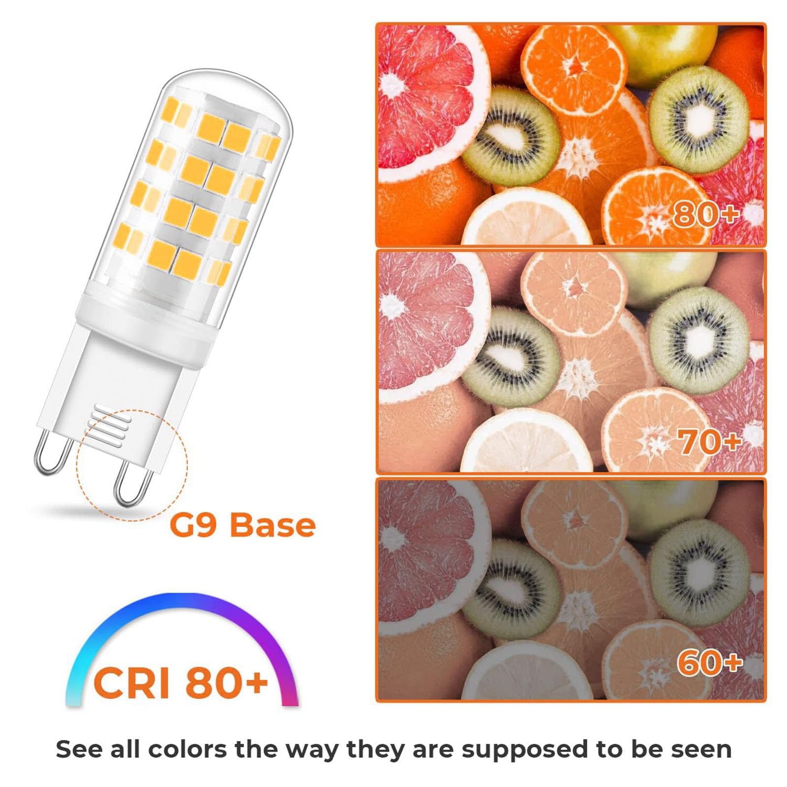 Lampadina LED G9 3W equivalenti 30W Risparmio energetico Senza sfarfallio Per lampadari plafoniere lampade da tavolo per uso interno casa e ufficio (non dimmerabile)(Warm White 3000K,5pack)