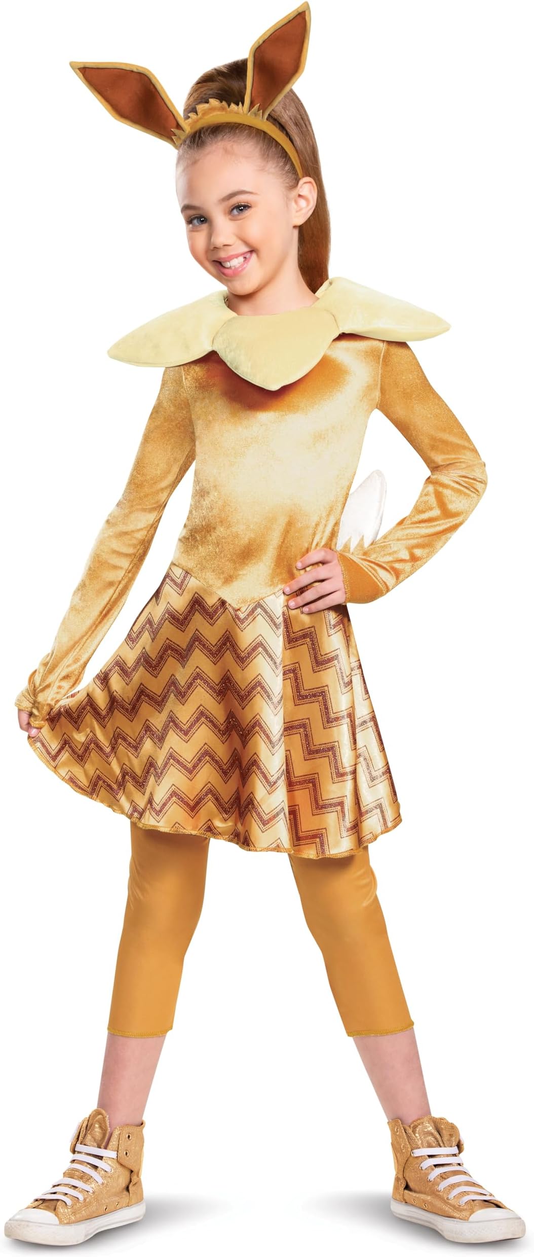 Disguise Pokemon Eevee Costume for Kids, Girls Deluxe Character Outfit, Child Size Medium (7-8)
