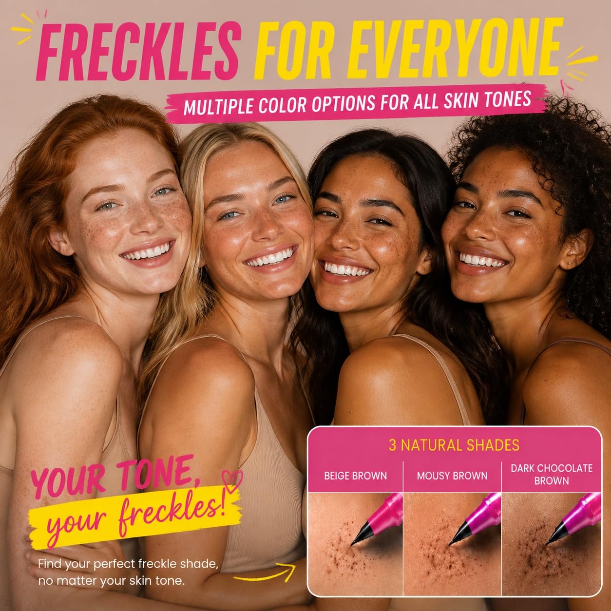 MEICOLY 2PCS Dual-ended Waterproof Freckle Stamp Pen,Faux Freckles Pen Waterproof with Soft Sponge Stamp & Precision Tip,Quick-dry Fake Freckles Stamp Makeup, 01 Beige Brown