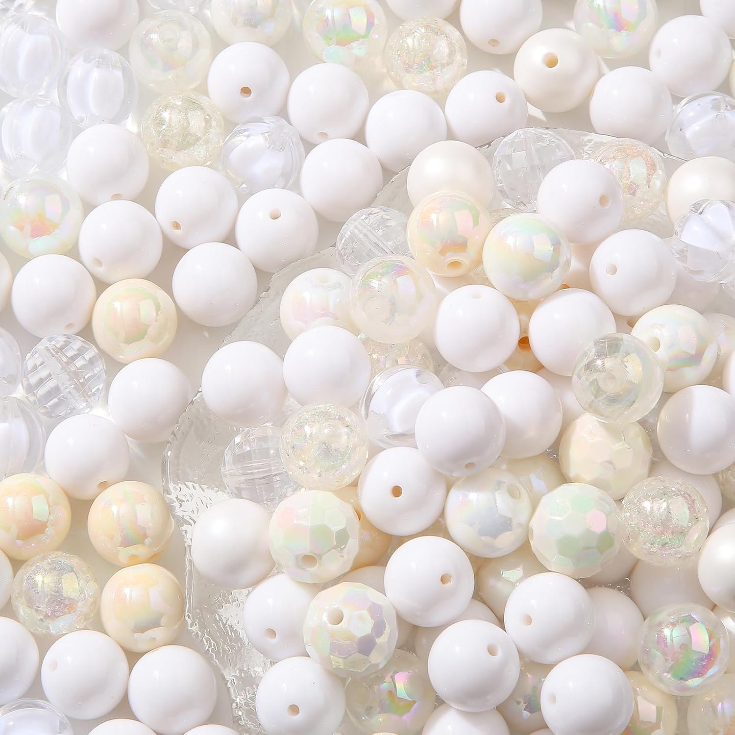 16mm Acrylic Bead 100pcs White Focal Spacer Bead Chunk Bubblegum Beads for DIY Crafting Necklace Bracelet Jewelry Making Keychain (White) - Image 5