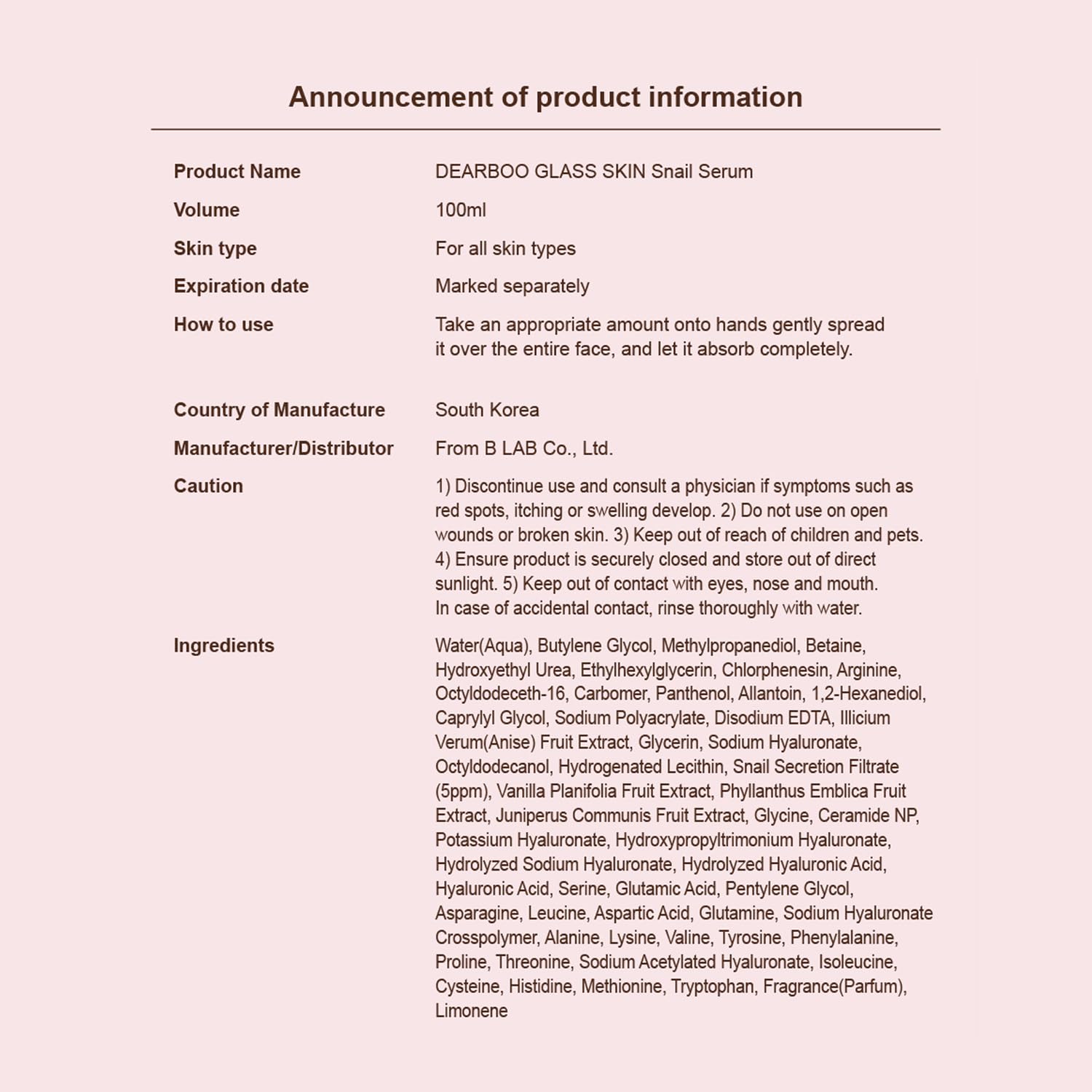 DEARBOO Glass Skin Snail Serum, 3.38 fl oz (100mL) – Hydrating Facial Serum with Snail Mucin and Botanical Extracts for Smooth, Luminous-Looking Skin - Image 9