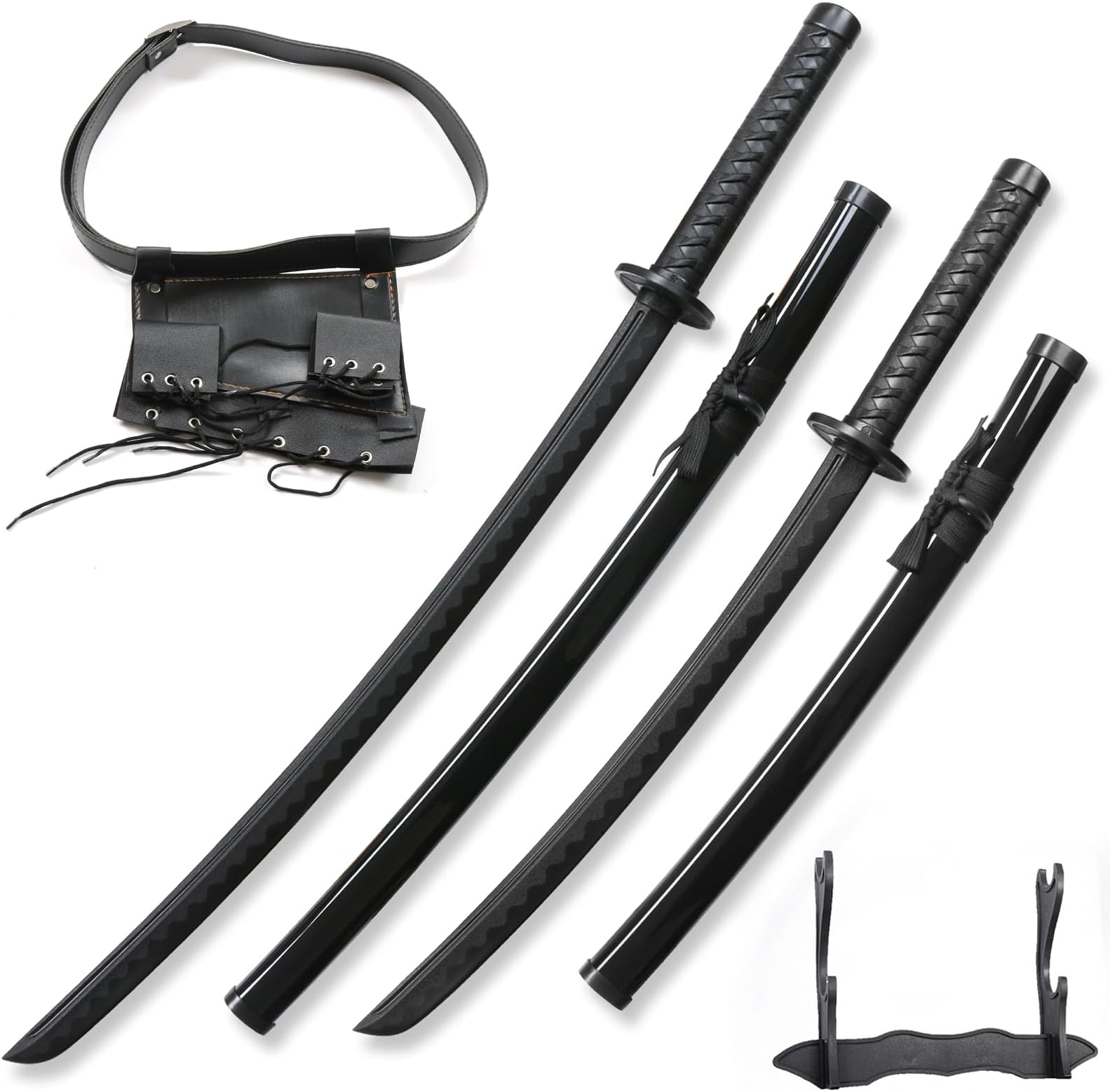 RTCT Polypropylene Training Katana Sword high Toughness Cosplay, Shooting Props,The Set Includes a Belt and Knife Holder for The Long and Short Dual Knives.