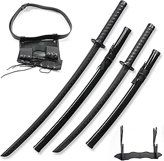 RTCT Polypropylene Training Katana Sword high Toughness Cosplay, Shooting Props,The Set Includes a Belt and Knife Holder for The Long and Short Dual Knives.