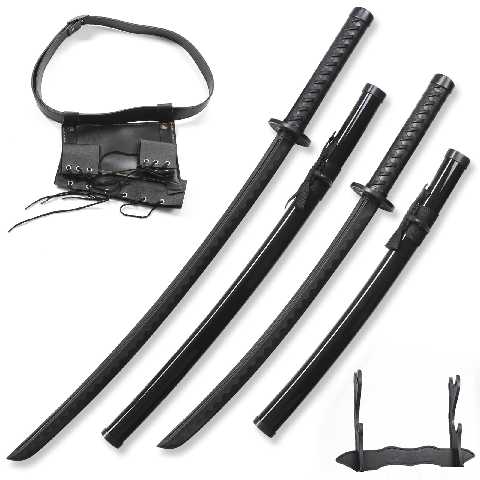 RTCT Polypropylene Training Katana Sword high Toughness Cosplay, Shooting Props,The Set Includes a Belt and Knife Holder for The Long and Short Dual Knives.