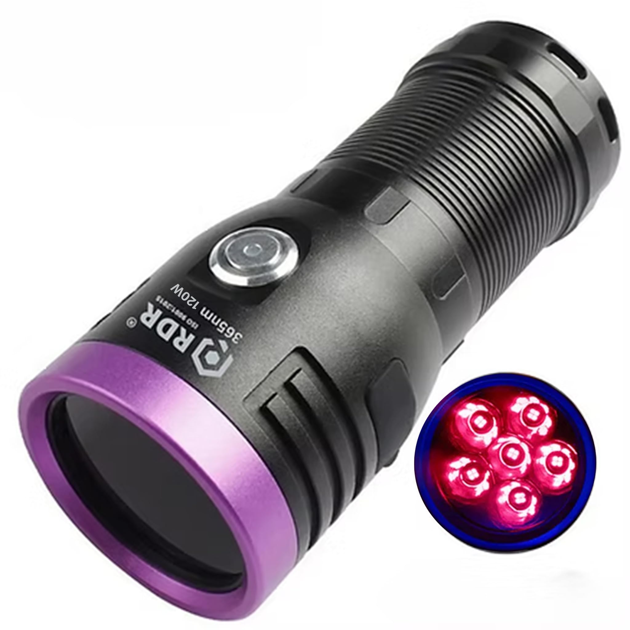 RDR Brand 120 Watt Best use in origenal Hair and gems Stone Checking 365nm uv (Ultra Violet) Black Filter Glass Flash Light Torch with Rechargable Lithium ion Cell and Cable (120 watt)-image-40