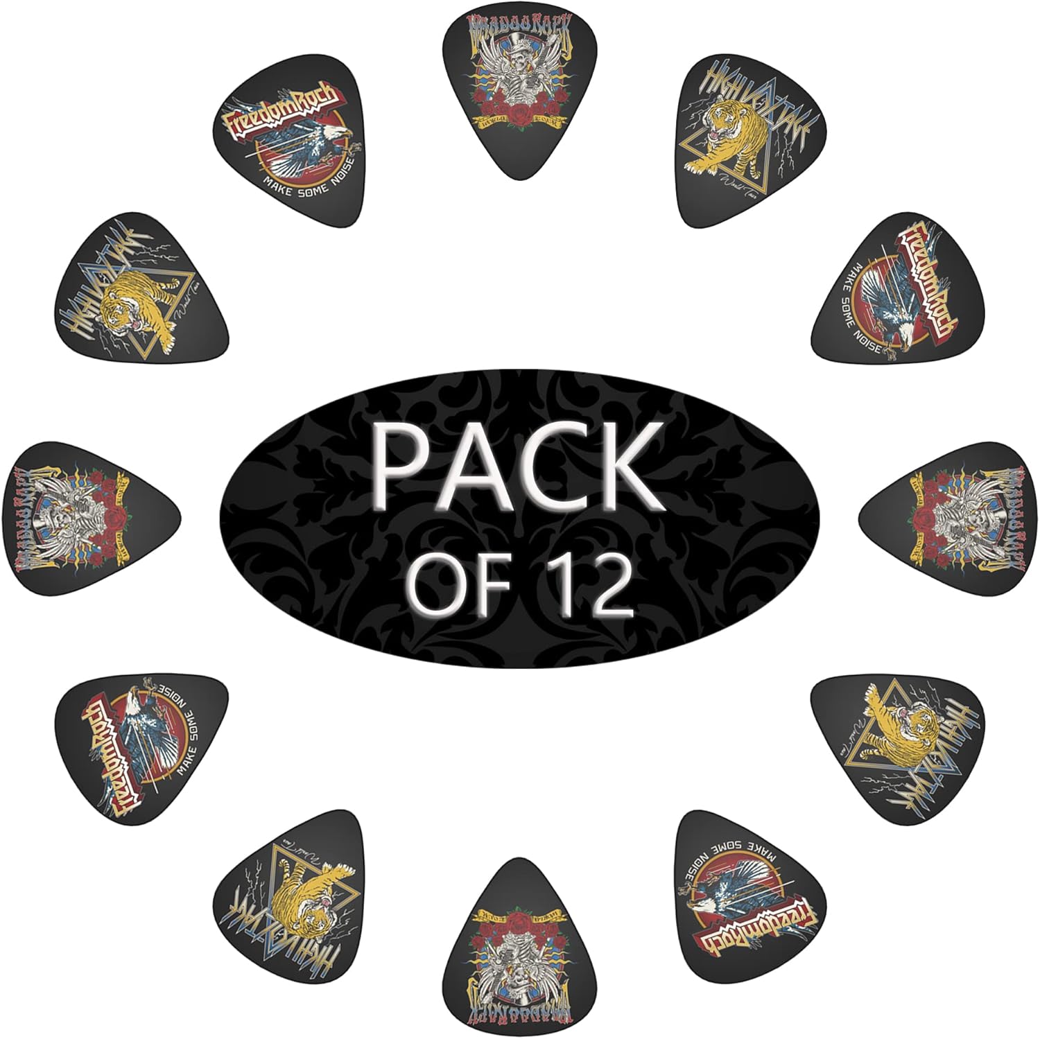 Guitar Picks 12 Pack Vintage Rock Thin, Medium, Heavy