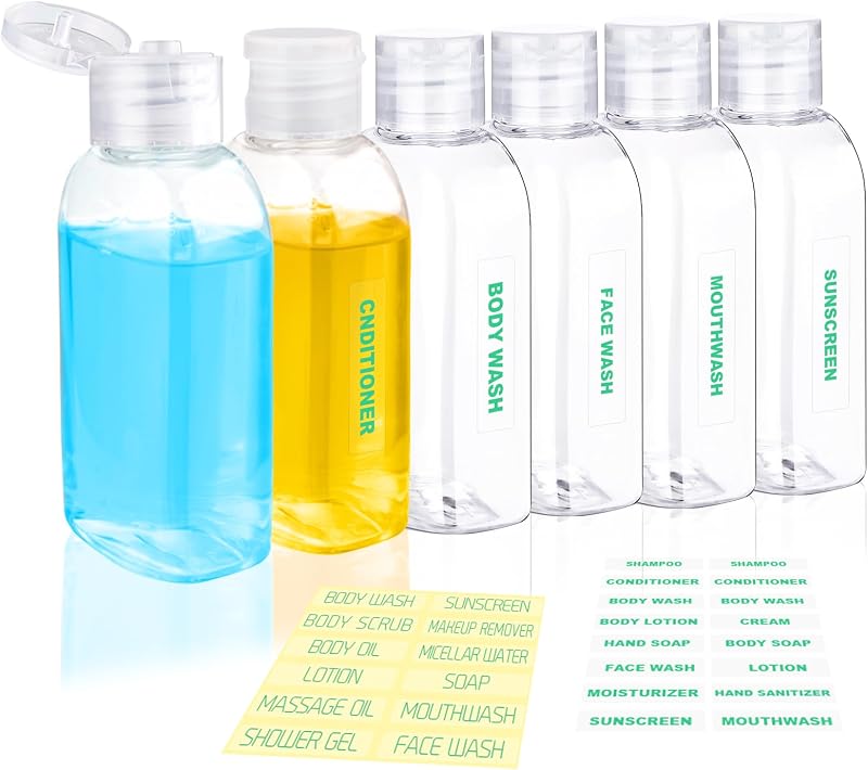 Cosywell 6pcs 3.4oz TSA Approved Clear Travel Shampoo Bottles | Travel Bottles for Toiletries, Leak Proof, Refillable Lotion Containers, with Flip Cap, Small Plastic Squeeze Bottle