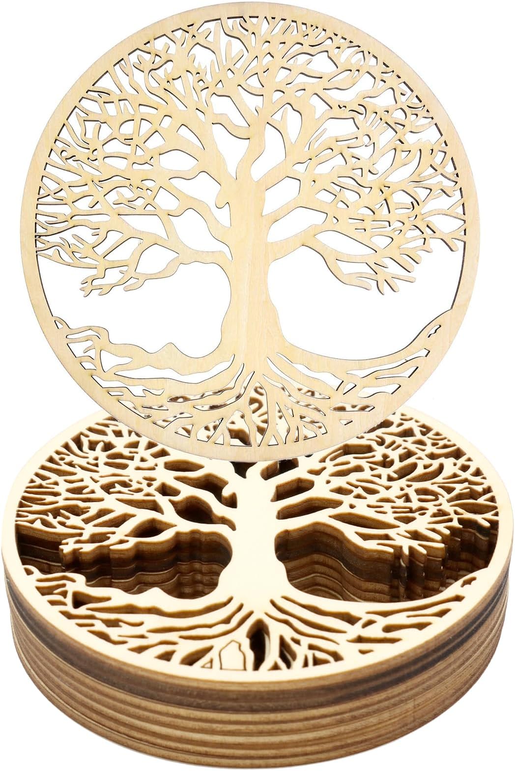 Dessous De Verre En Pierre Et Bois Avec Support – Woodstones – Set Déco Nature
