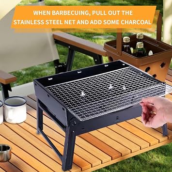 Portable BBQ Grill Foldable Barbecue Grill Rack Burning Charcoal Grill