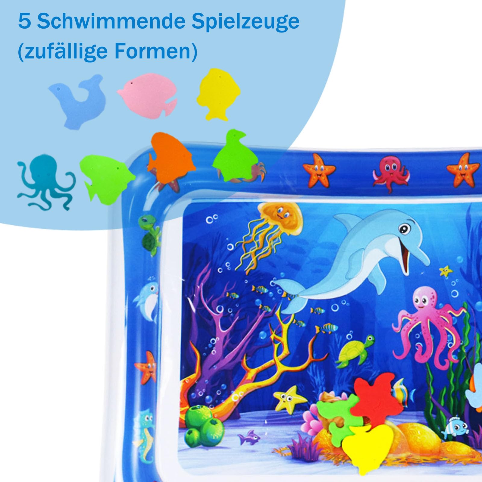 XVZ Tappetino Acqua Neonato - Tappeto Gioco Neonato senza BPA - Ideale Giochi Tummy Time Neonato per Neonati oltre 3 6 9 Mesi - Delfini (66cm x 50cm)