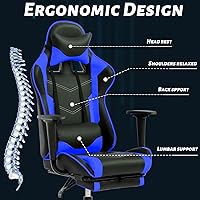 Vista 3 de Gaming Chair, Blue, Modern, High Back, Ergonomic, PU Leather, 250 lbs Weight Capacity