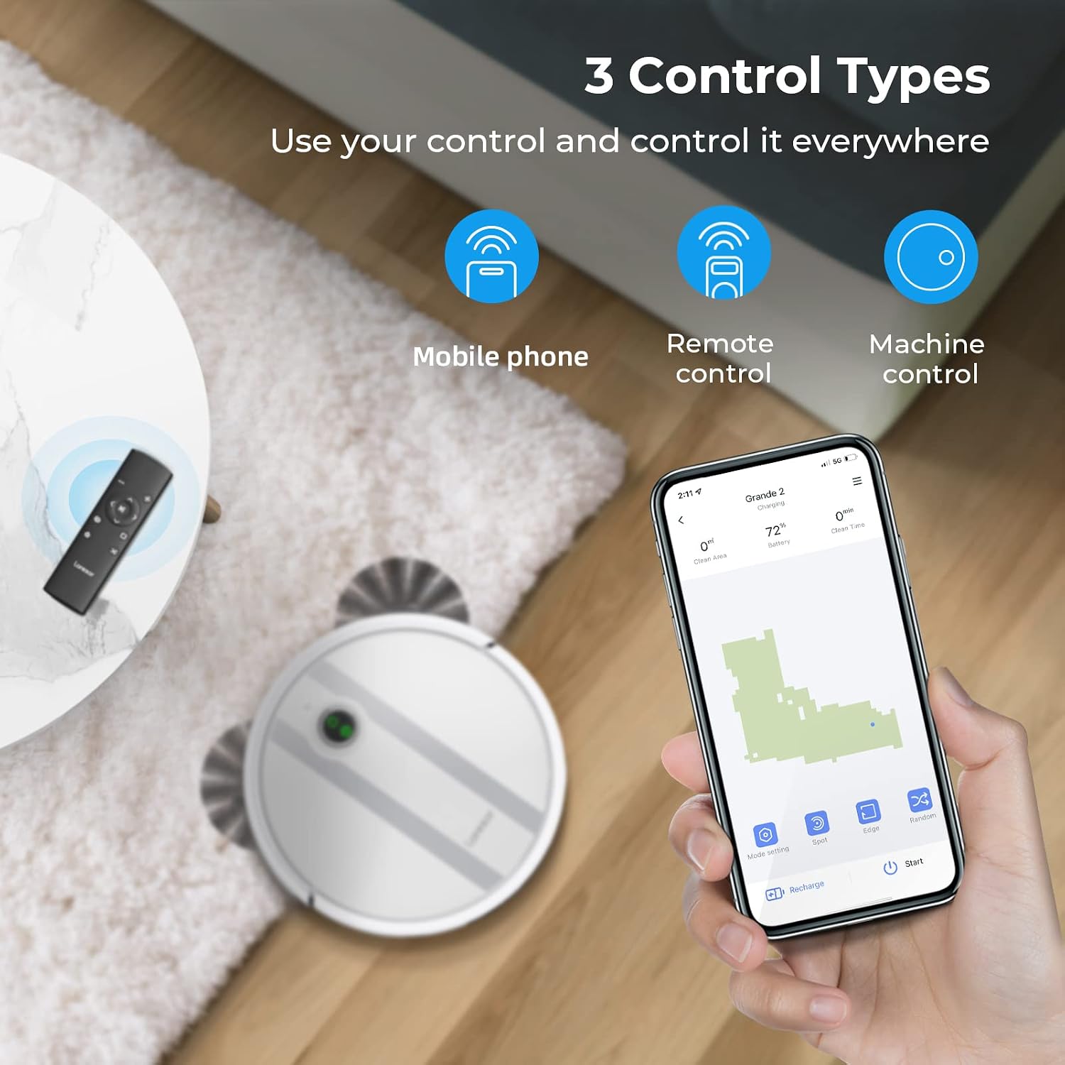 Laresar Robot Vacuum with Auto Dirt Disposal, Self Emptying Robotic Vacuum Cleaner Max 3000Pa Suction Support Mopping, App Control, Carpet Detection, Work with Alexa, Ideal for Pet Hair, Grande 2