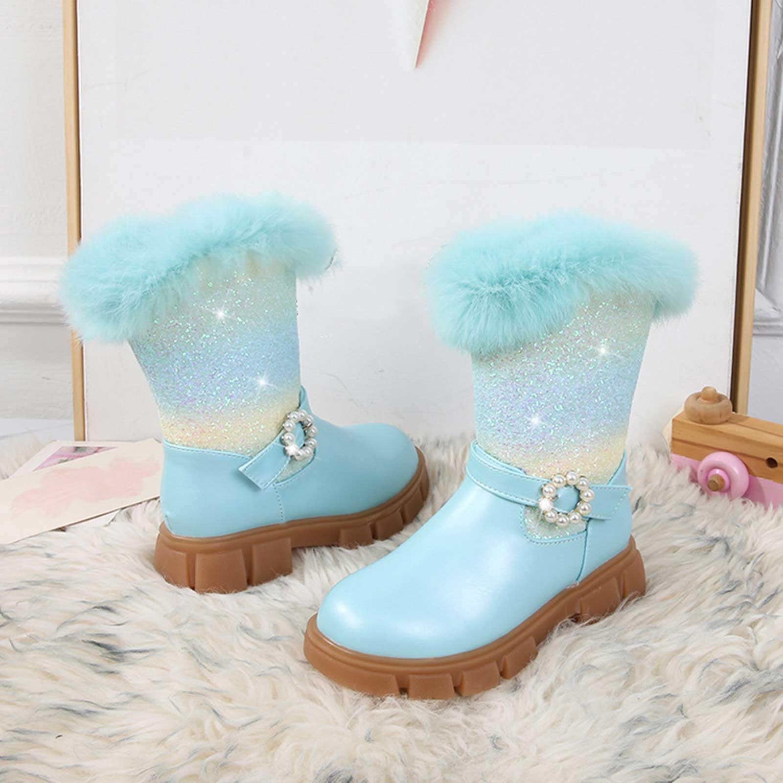 Generisch Buty dziewczęce na zimę, tęczowy polar, modne, śliczne