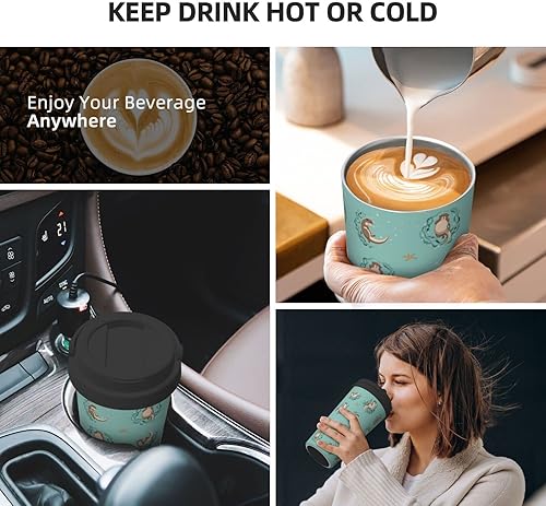 Miniatura 6 de bassyil Sea Otter - Taza de café aislada de 17 onzas con asa de tapa abatible, vaso de viaje aislado de acero inoxidable, a prueba de derrames,