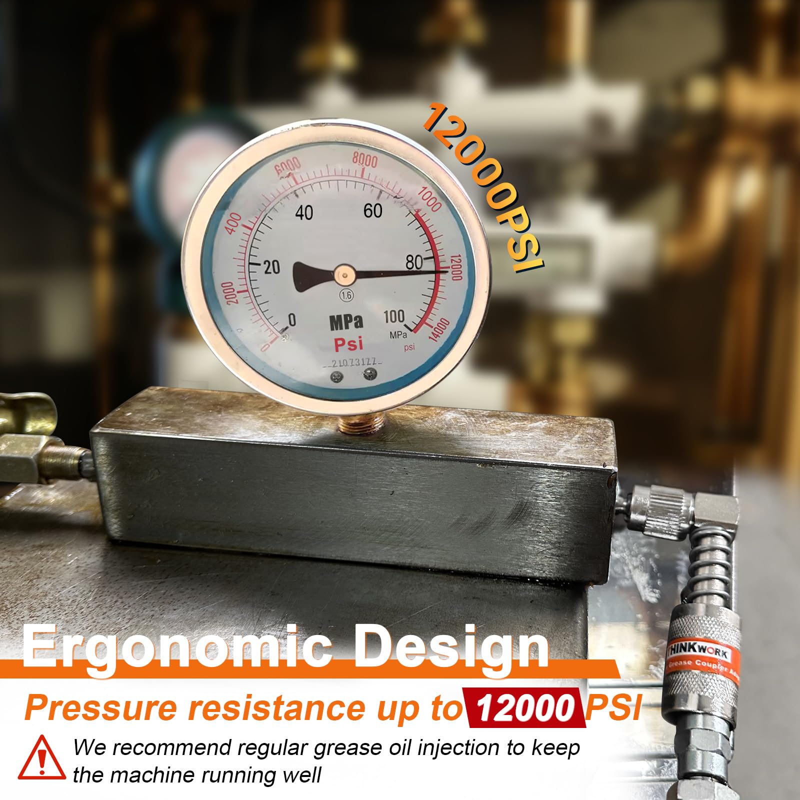 THINKWORK 4PC Quick Connect Greasing Accessory Kit, Grease Gun Couplers with 90 Degree Grease Coupler, Reach Any Grease Fitting on Any Machine, High-Hardness Storage Box Keeps Tools Clean and Portable