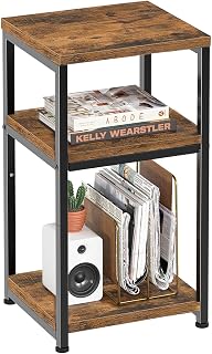 Simple Trending 3-Tier Rustic Brown Side Table - Compact End Table Nightstand Sofa Shelf for Small Spaces