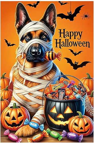 Happy Halloween German Shepherd Dog Garden Flag 12x18 Lawn Yard Decor