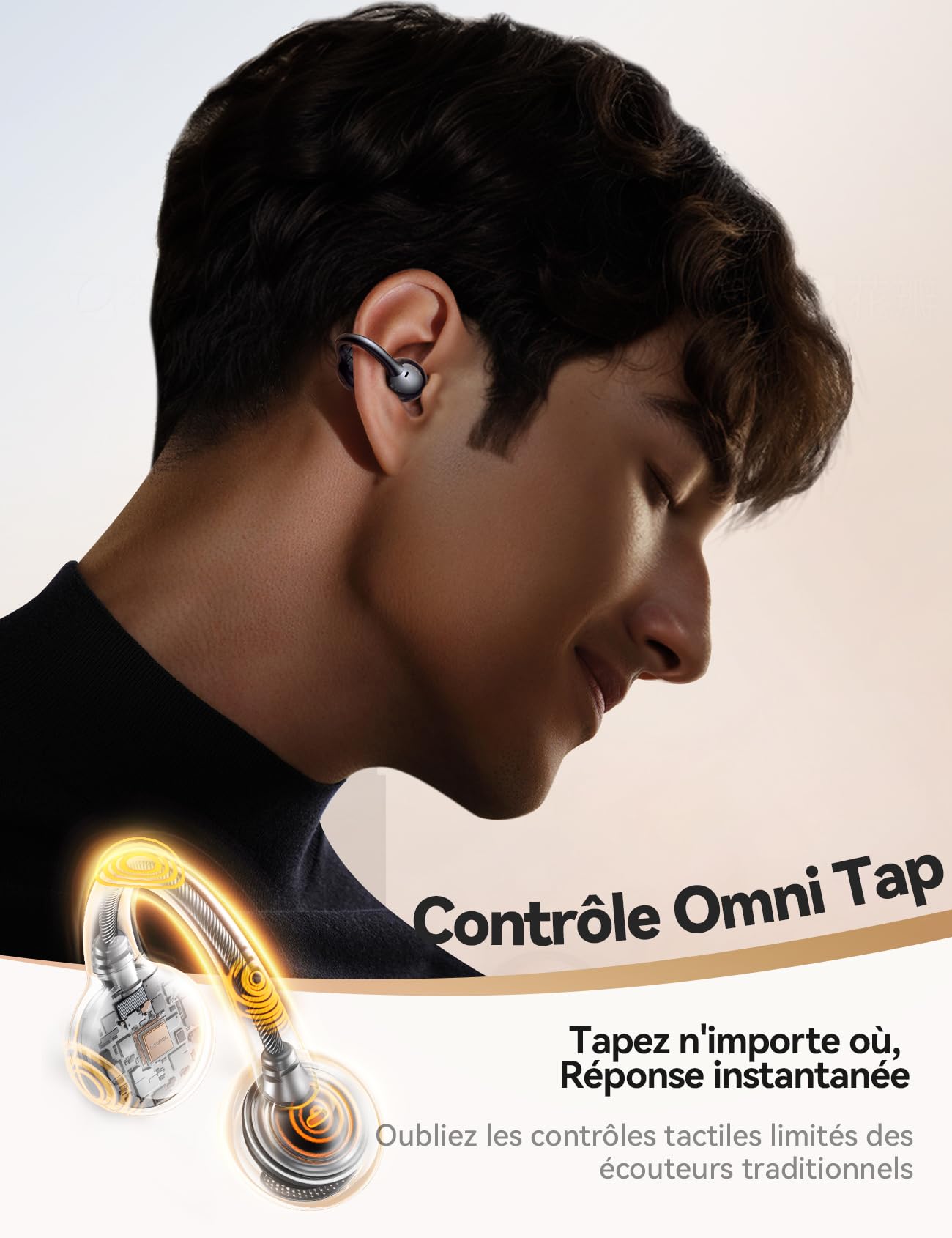 JOYROOM Écouteurs Open Ear,【Son Piloté par App】 Bluetooth 5.4, Ecouteurs sans Fil à Clip, 4.9g Ultra-Légers & Confortables, IA-ENC, Détection L/R Auto, Son Immersif, Idéaux pour Sport & Quotidien