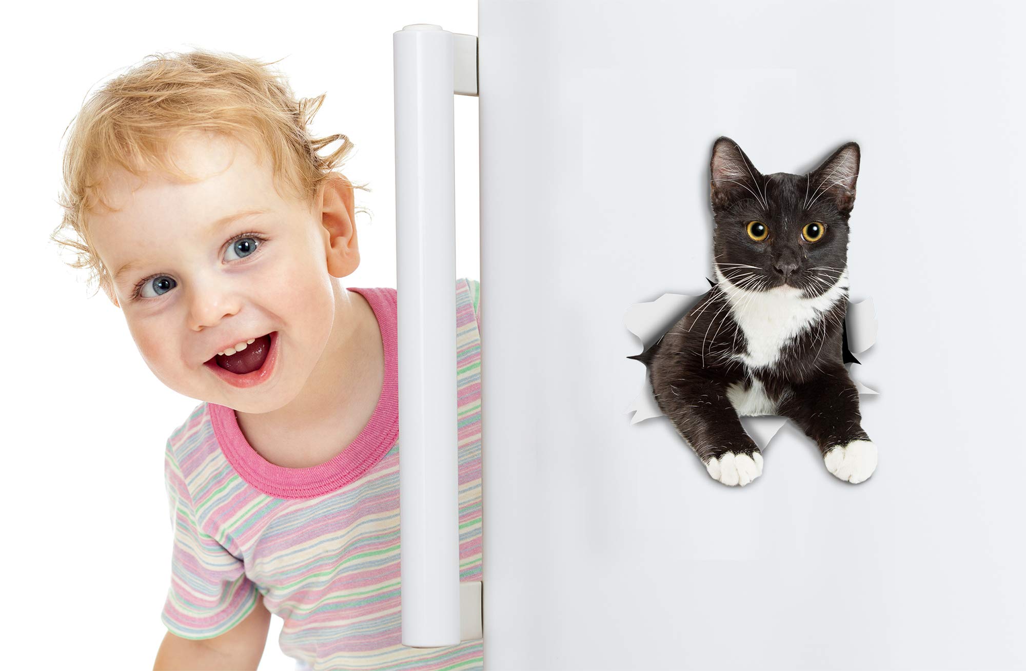 Wandaufkleber Weiße Katze – 2-teiliges Set Für Wände, Auto & Mehr